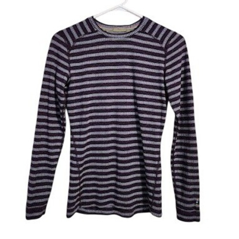 Smartwool Classic Thermal Merino Wool Base Layer Top Purple Striped M